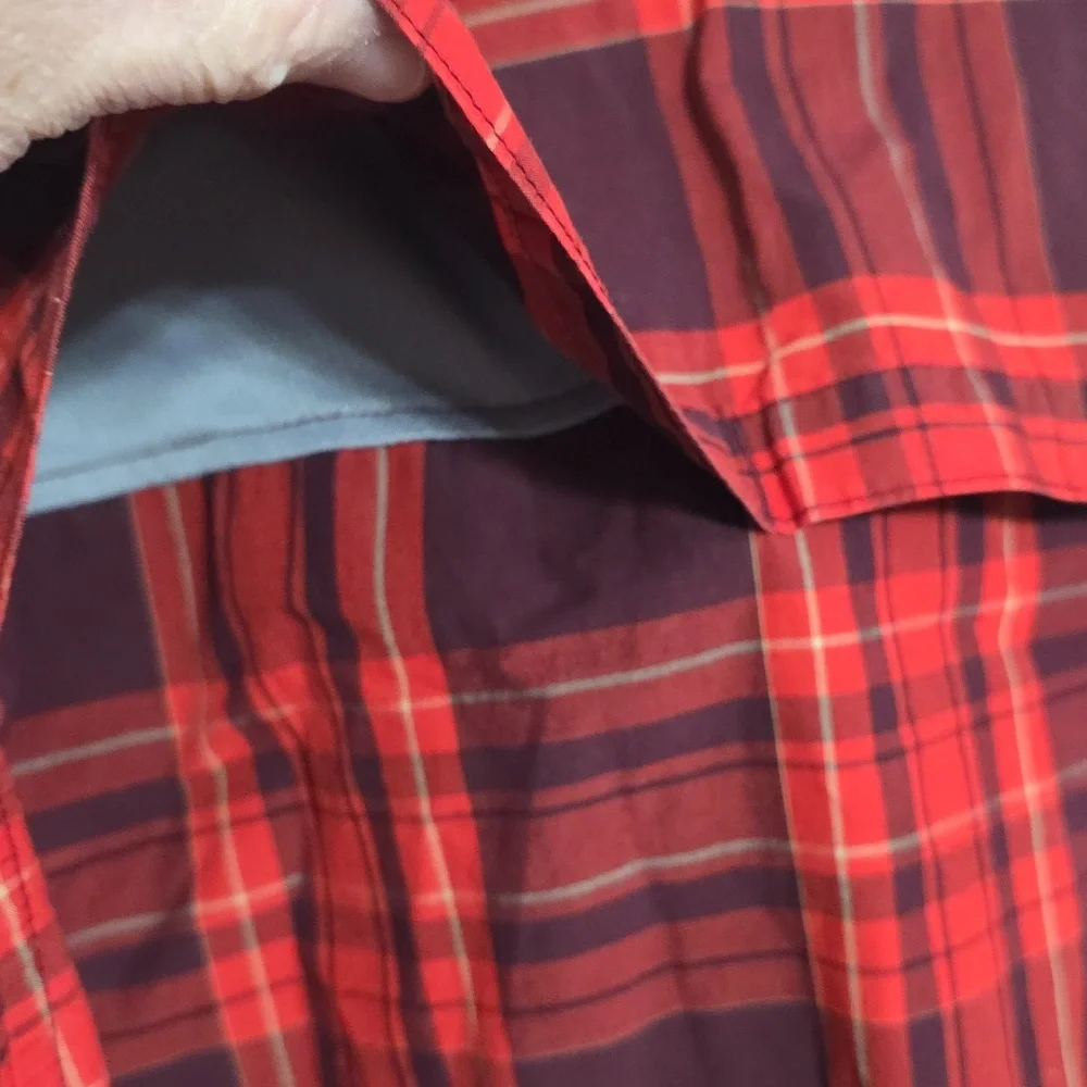 The North Face Mens Button Up Shirt Red/Burgandy Plaid Pockets Sz XL GUC *READ**